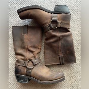 Frye Distressed Brown Motorcycle Boots